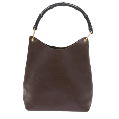 GUCCI Bamboo Shoulder Bag Leather Brown  ac2294