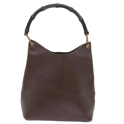 GUCCI Bamboo Shoulder Bag Leather Brown  ac2294