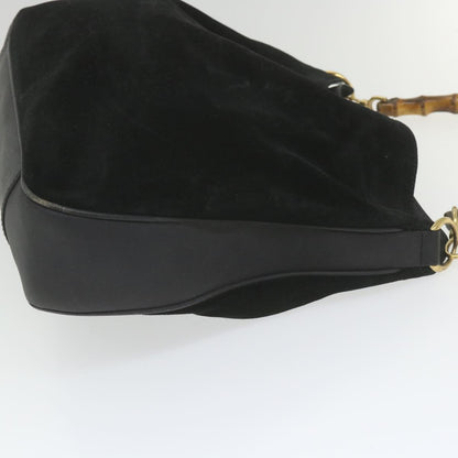 GUCCI Bamboo Shoulder Bag Suede Black 0012058 1577 0  ac2295