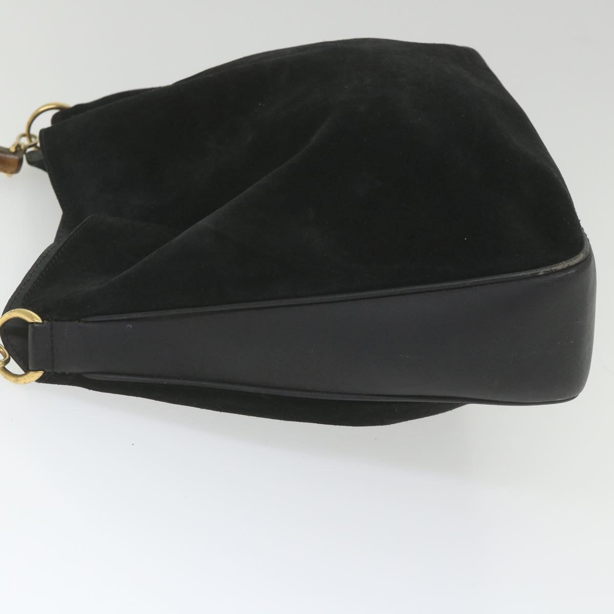 GUCCI Bamboo Shoulder Bag Suede Black 0012058 1577 0  ac2295