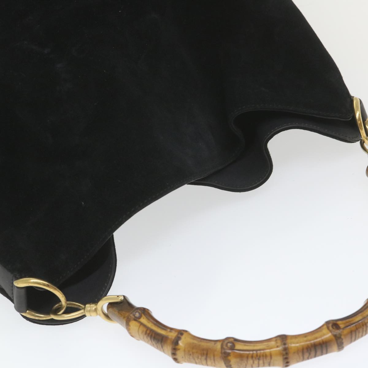 GUCCI Bamboo Shoulder Bag Suede Black 0012058 1577 0  ac2295
