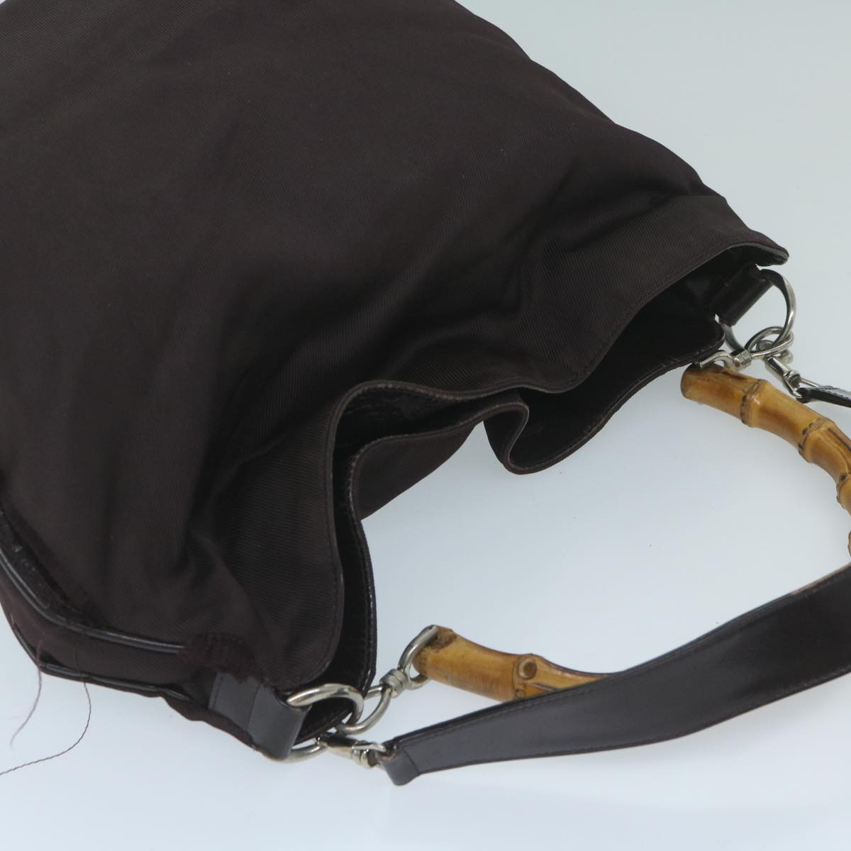 GUCCI Bamboo Shoulder Bag Nylon 2Set Black Brown  ac2337