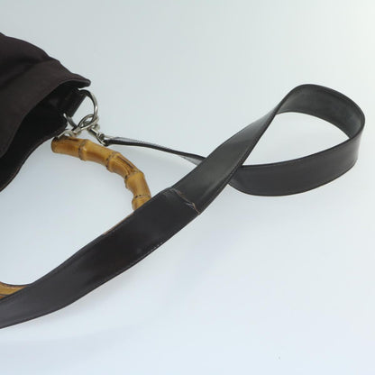 GUCCI Bamboo Shoulder Bag Nylon 2Set Black Brown  ac2337