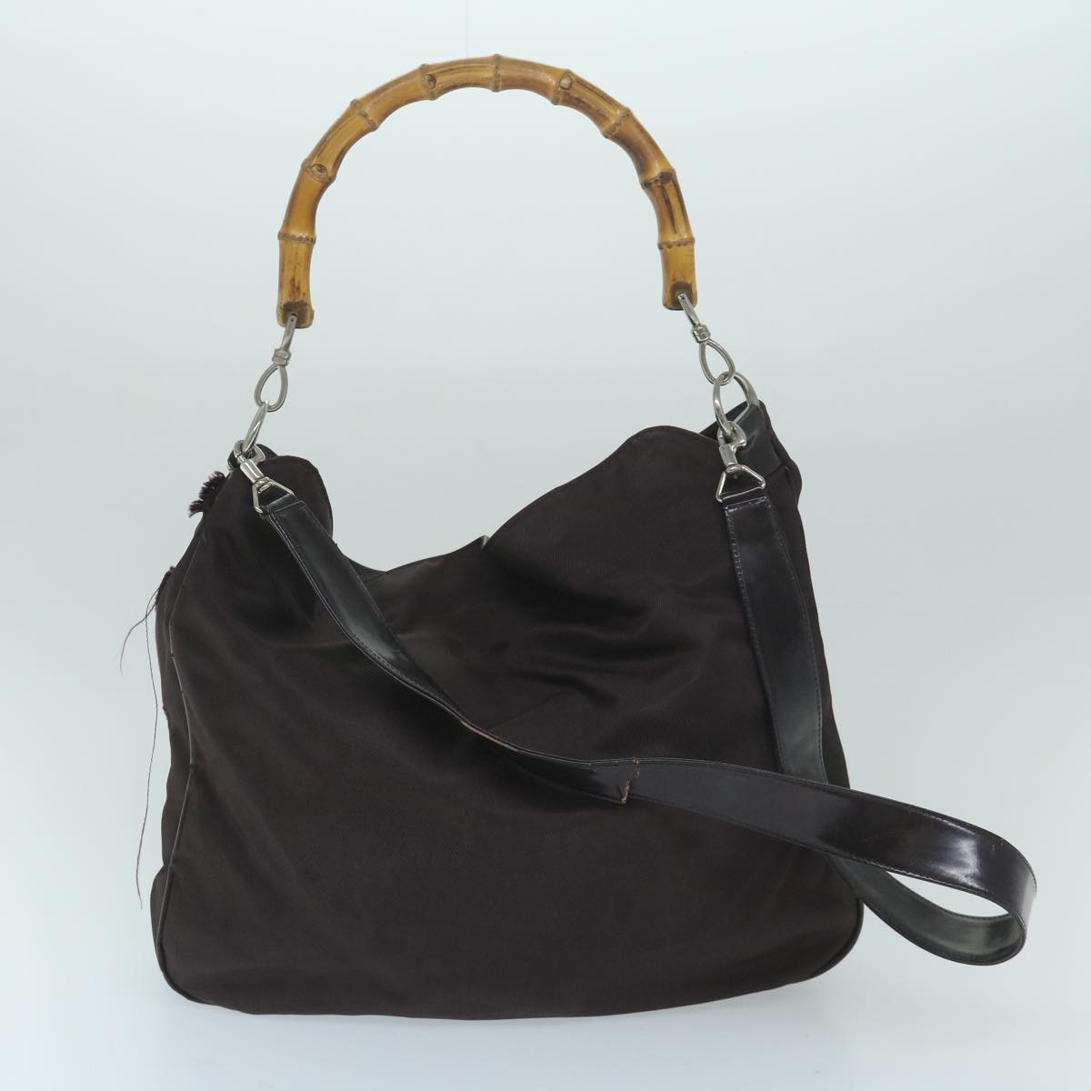GUCCI Bamboo Shoulder Bag Nylon 2Set Black Brown  ac2337