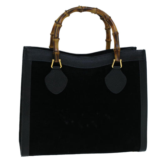 GUCCI Bamboo Hand Bag Suede Black 002 1098 0260  ac2366