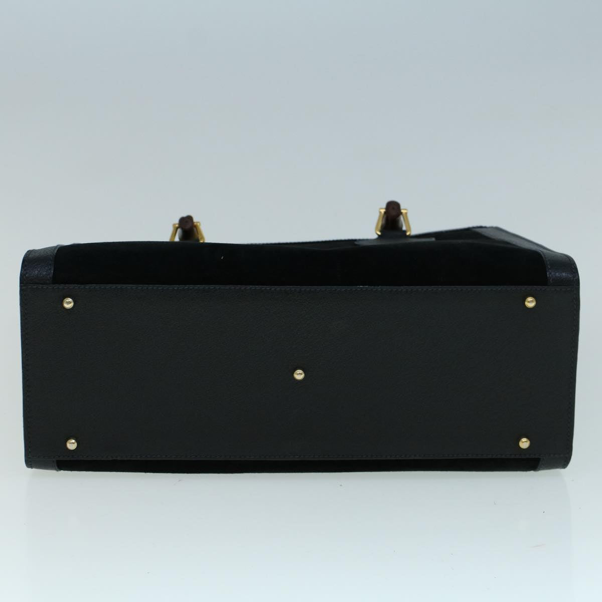 GUCCI Bamboo Hand Bag Suede Black 002 1098 0260  ac2366