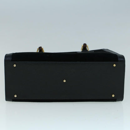 GUCCI Bamboo Hand Bag Suede Black 002 1098 0260  ac2366