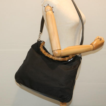 GUCCI Bamboo Shoulder Bag Nylon 2way Black  ac2467