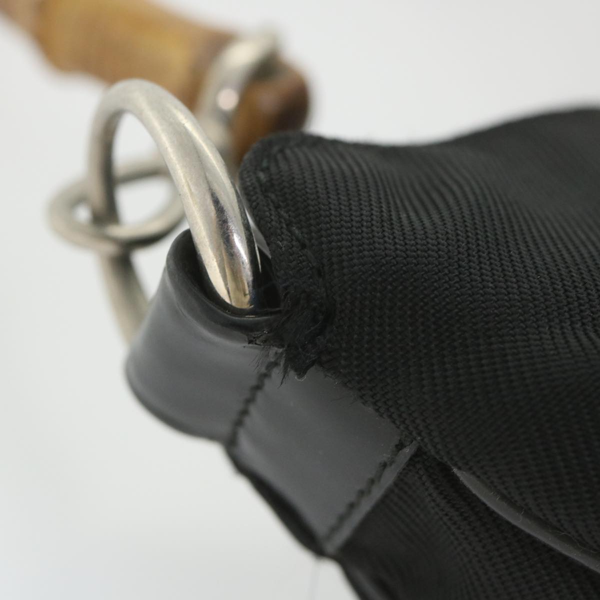 GUCCI Bamboo Shoulder Bag Nylon 2way Black  ac2467