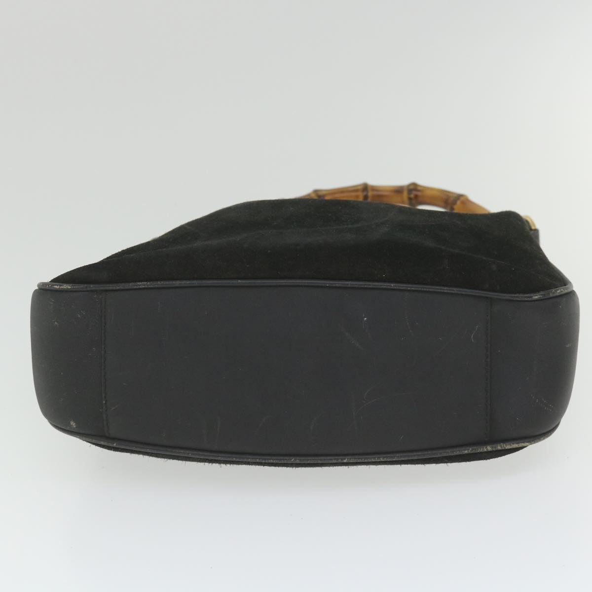 GUCCI Bamboo Shoulder Bag Suede Black  ac2471