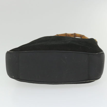 GUCCI Bamboo Shoulder Bag Suede Black  ac2471