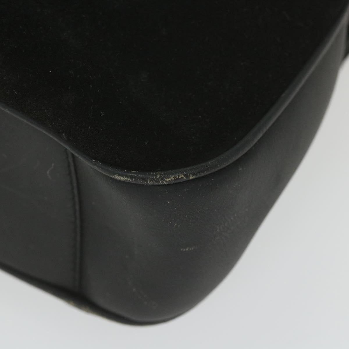 GUCCI Bamboo Shoulder Bag Suede Black  ac2471