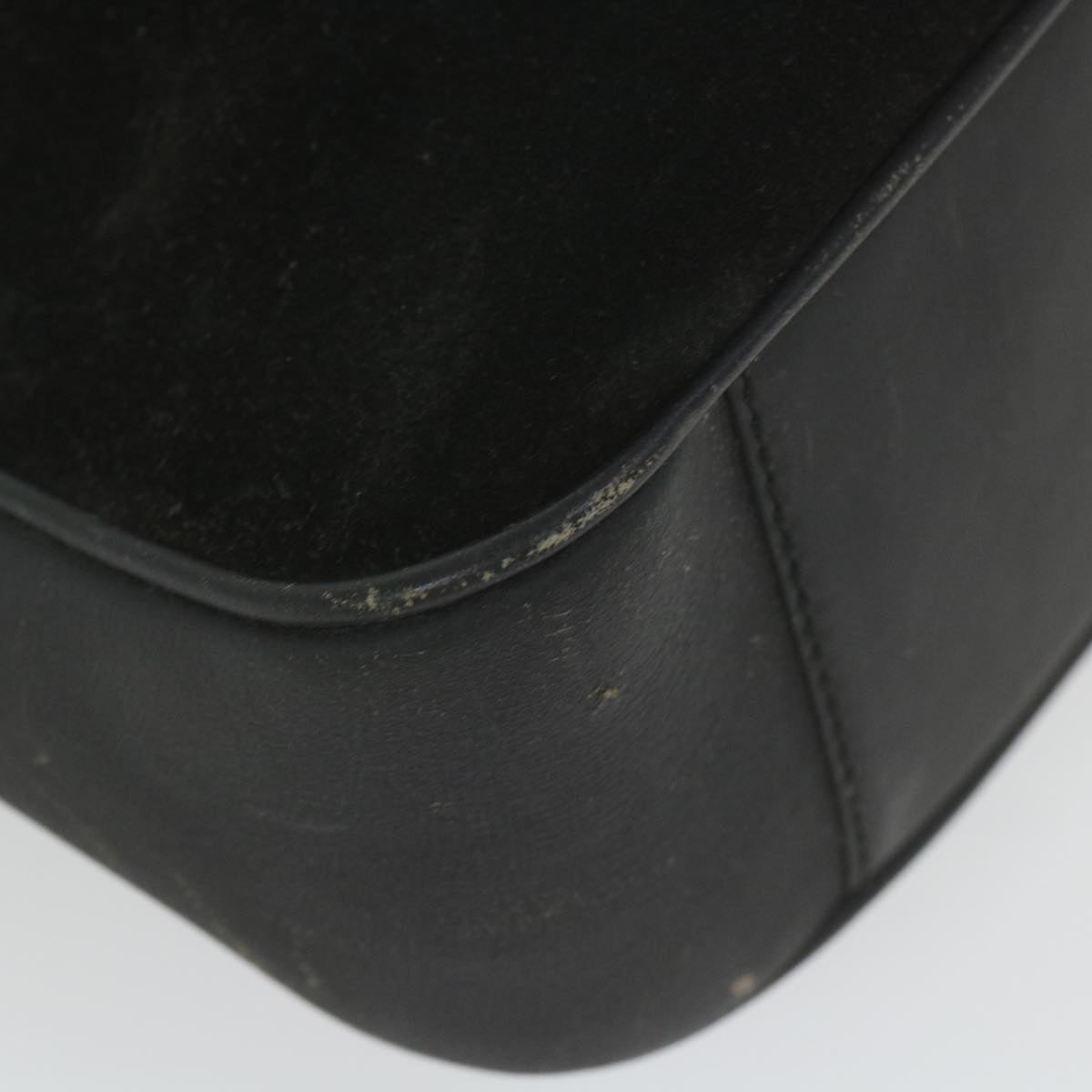 GUCCI Bamboo Shoulder Bag Suede Black  ac2471
