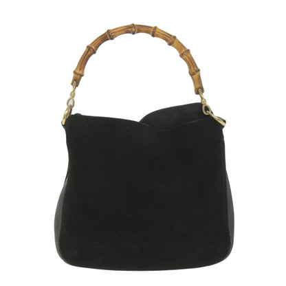 GUCCI Bamboo Shoulder Bag Suede Black  ac2471