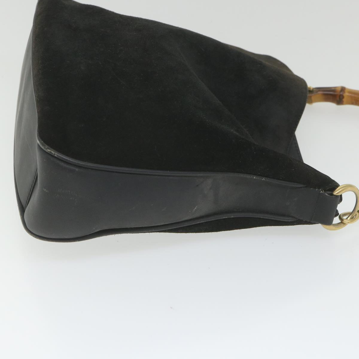 GUCCI Bamboo Shoulder Bag Suede Black  ac2471