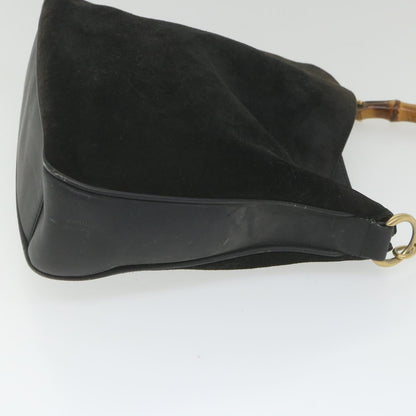 GUCCI Bamboo Shoulder Bag Suede Black  ac2471