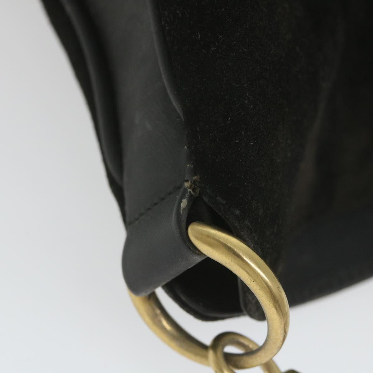 GUCCI Bamboo Shoulder Bag Suede Black  ac2471