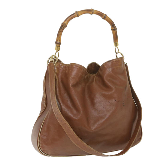 GUCCI Bamboo Shoulder Bag Leather 2way Brown  ac2472
