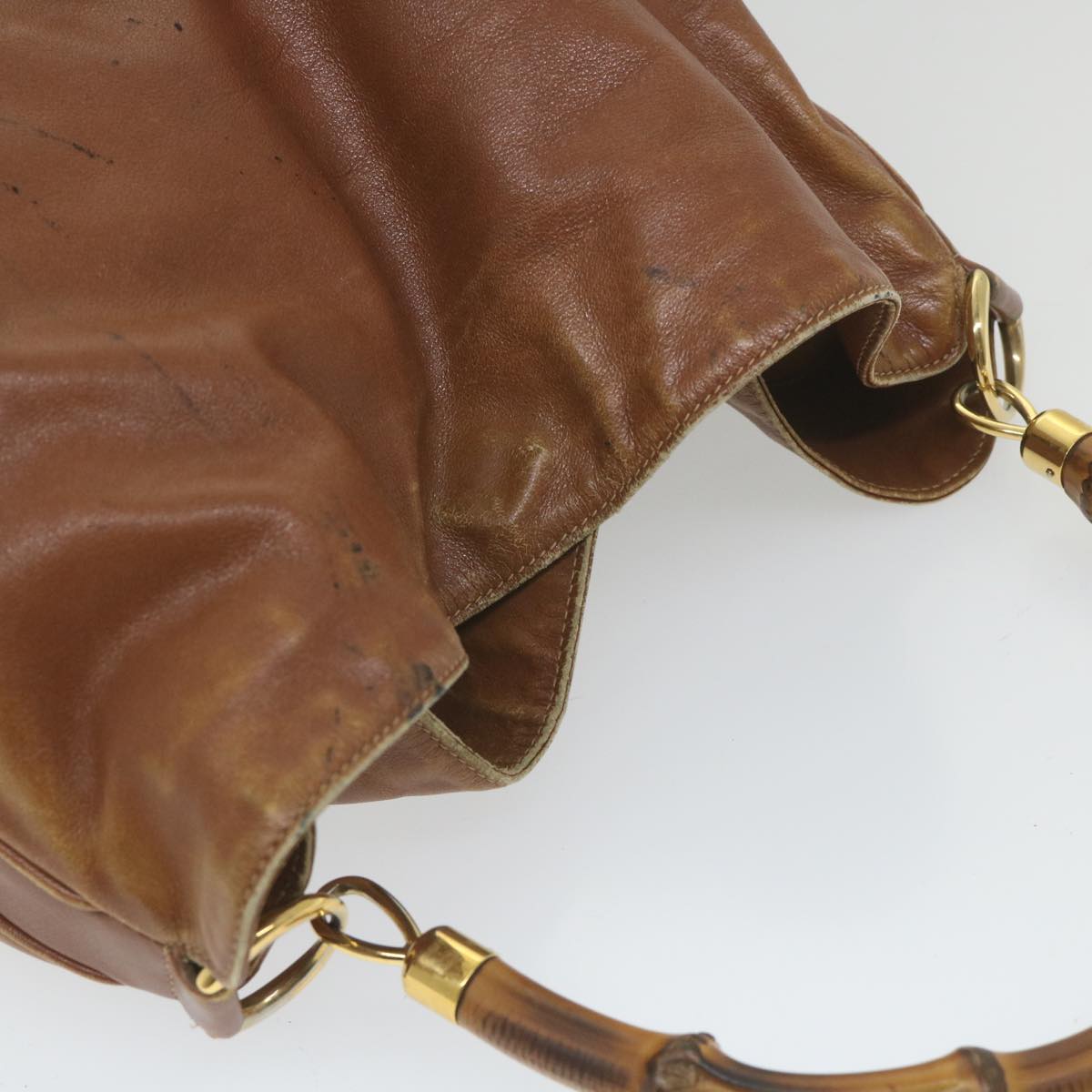 GUCCI Bamboo Shoulder Bag Leather 2way Brown  ac2472