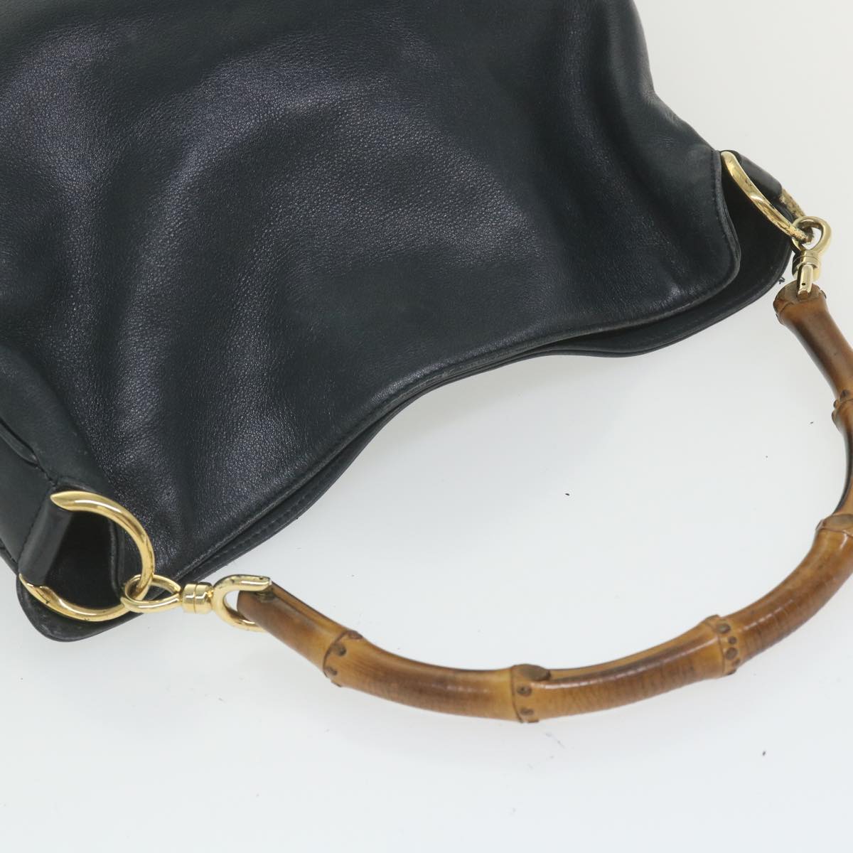 GUCCI Bamboo Shoulder Bag Leather 2way Black  ac2473