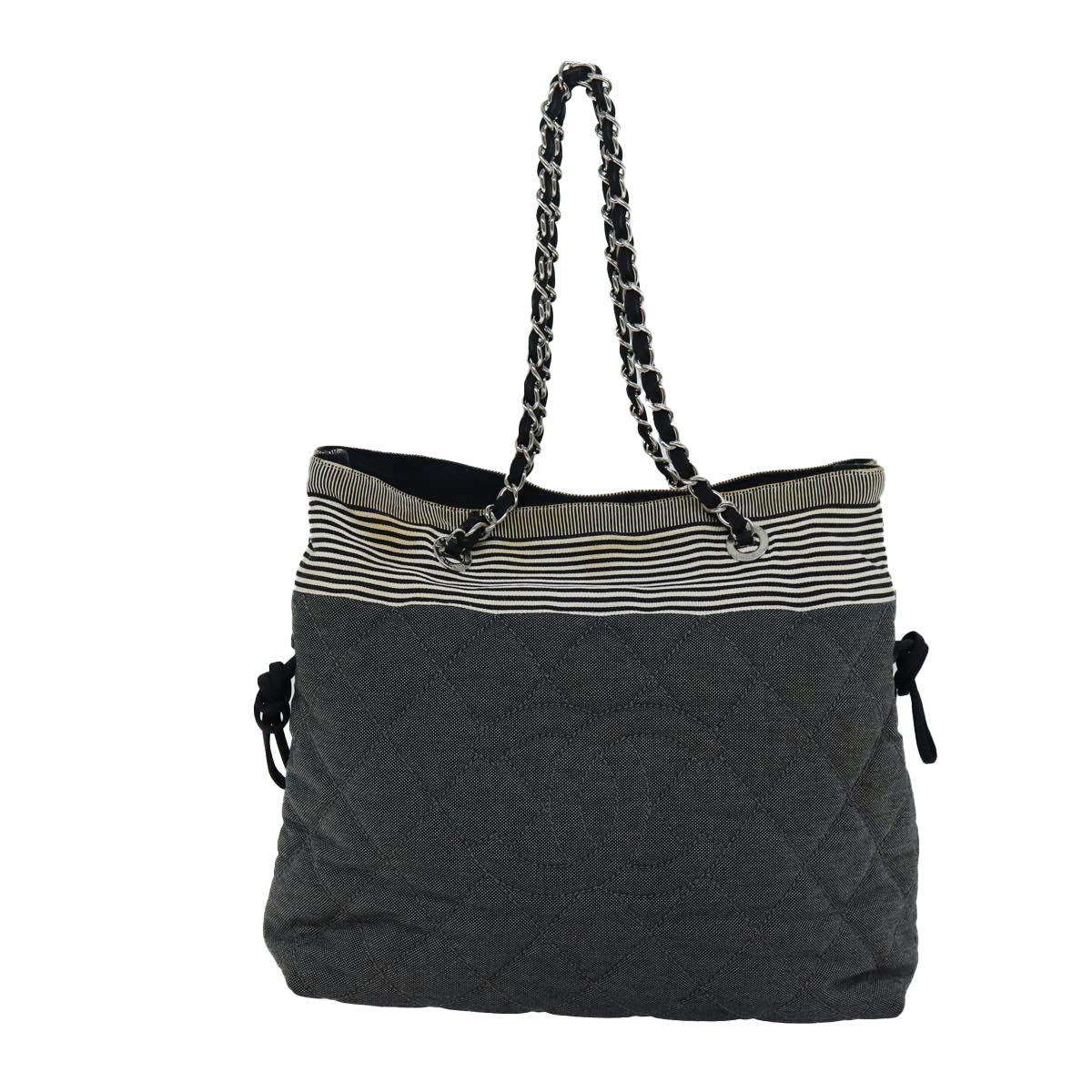 CHANEL Matelasse Chain COCO Mark Tote Bag Canvas Gray CC ac2943