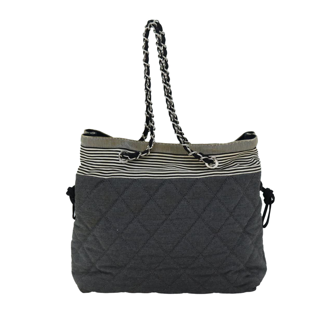 CHANEL Matelasse Chain COCO Mark Tote Bag Canvas Gray CC ac2943