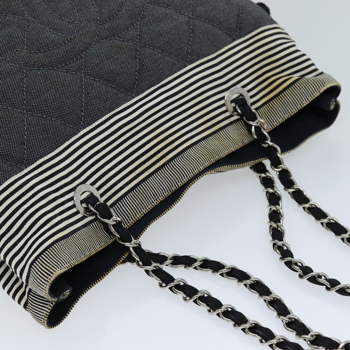 CHANEL Matelasse Chain COCO Mark Tote Bag Canvas Gray CC ac2943
