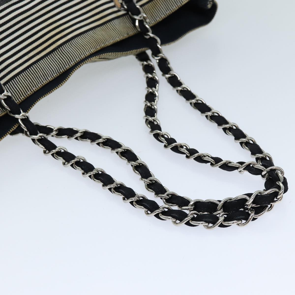 CHANEL Matelasse Chain COCO Mark Tote Bag Canvas Gray CC ac2943