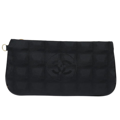 CHANEL New Travel Line Pouch Nylon Black CC ac3133
