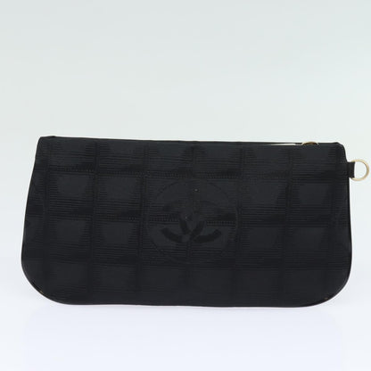 CHANEL New Travel Line Pouch Nylon Black CC ac3133