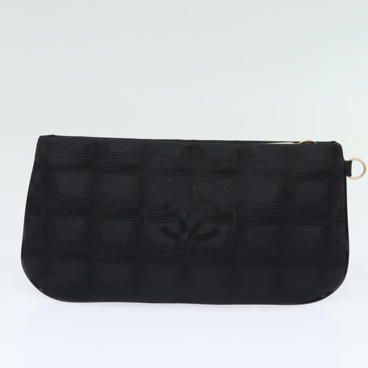 CHANEL New Travel Line Pouch Nylon Black CC ac3133