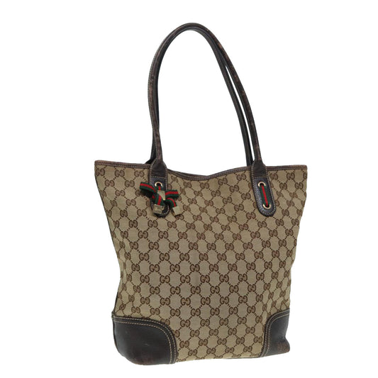 GUCCI GG Canvas Web Sherry Line Tote Bag Beige Gold Red 181779  ac3200