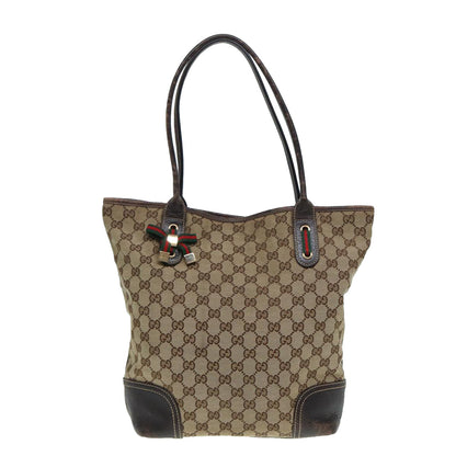 GUCCI GG Canvas Web Sherry Line Tote Bag Beige Gold Red 181779  ac3200