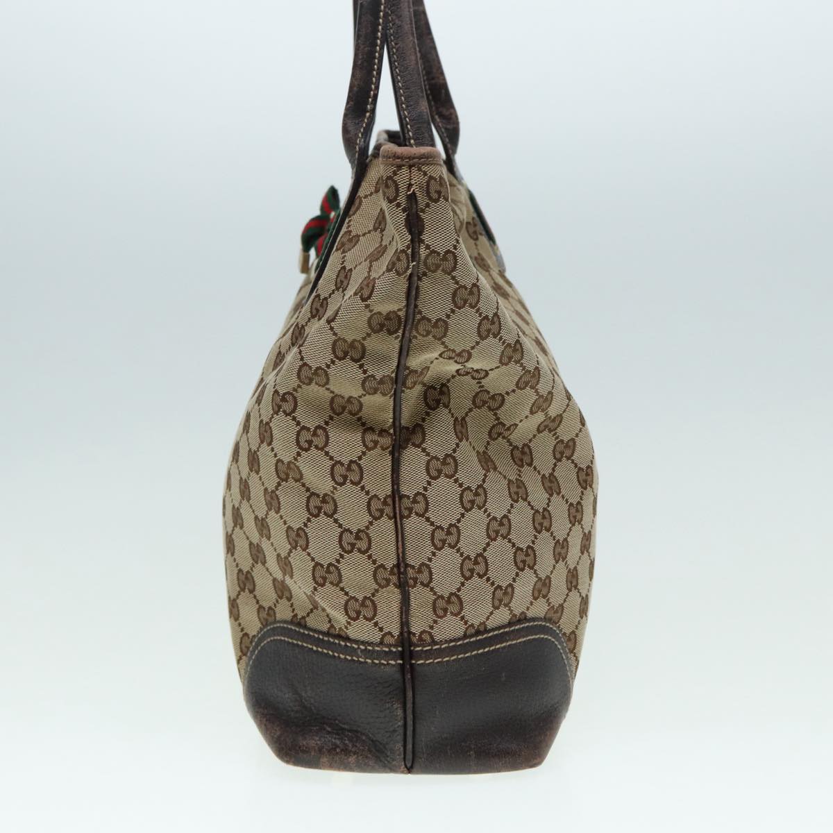 GUCCI GG Canvas Web Sherry Line Tote Bag Beige Gold Red 181779  ac3200