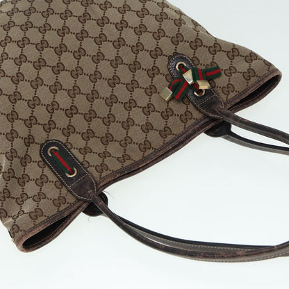 GUCCI GG Canvas Web Sherry Line Tote Bag Beige Gold Red 181779  ac3200