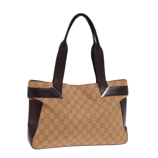 GUCCI GG Canvas Tote Bag Beige Silver 73983  ac3207