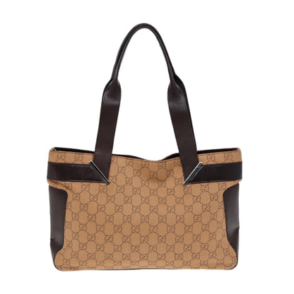 GUCCI GG Canvas Tote Bag Beige Silver 73983  ac3207