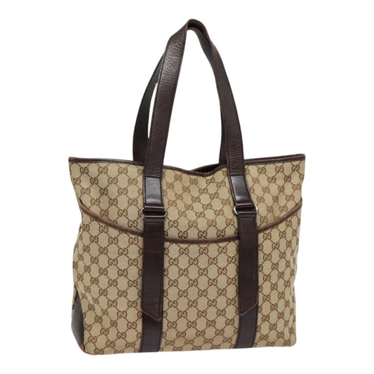 GUCCI GG Canvas Tote Bag Beige Silver 145971  ac3208