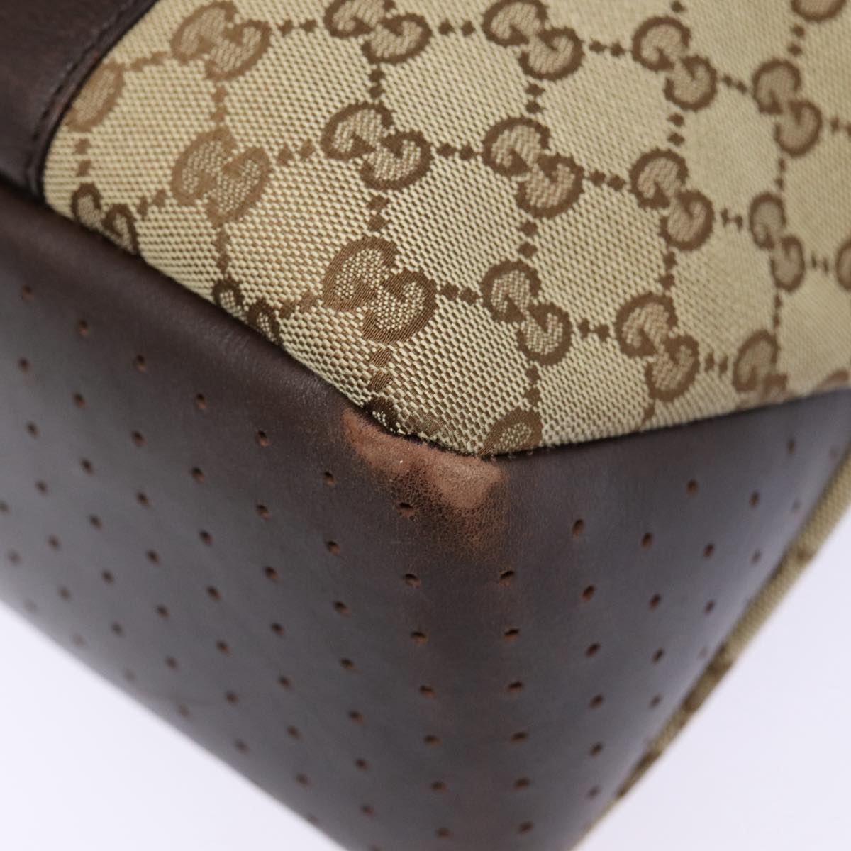 GUCCI GG Canvas Tote Bag Beige Silver 145971  ac3208