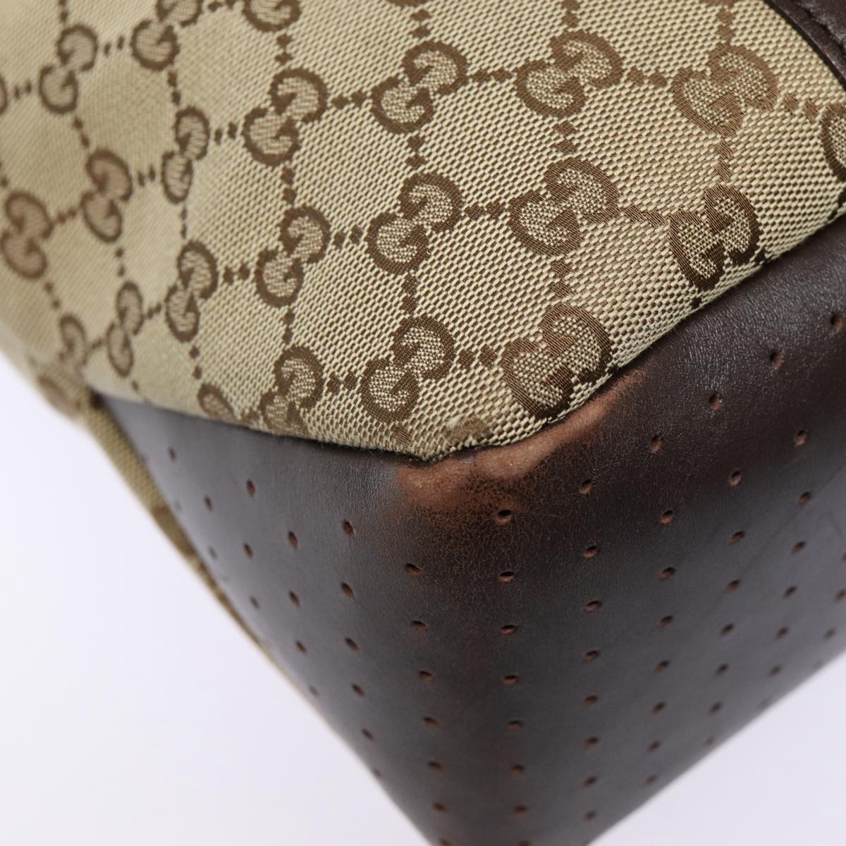 GUCCI GG Canvas Tote Bag Beige Silver 145971  ac3208