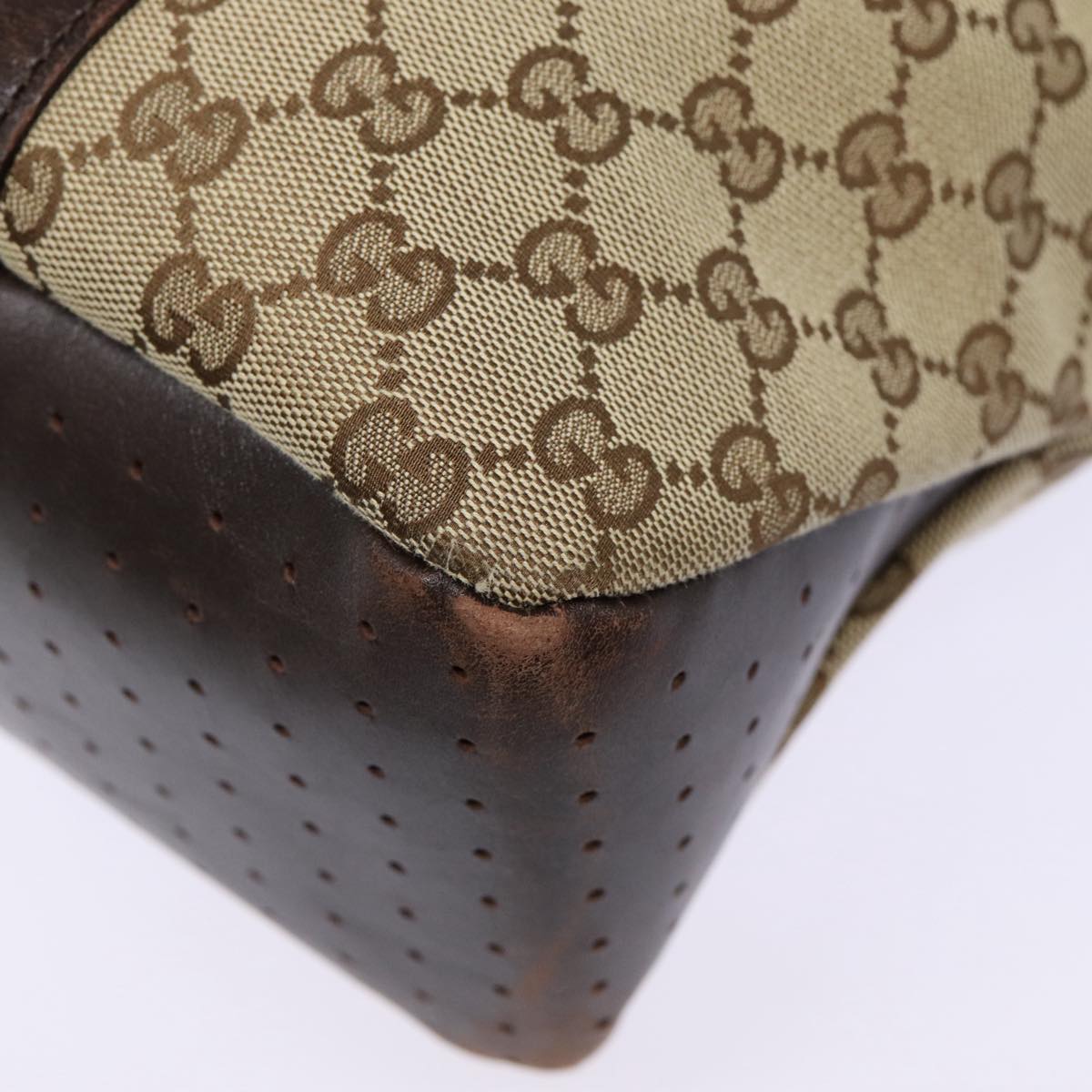 GUCCI GG Canvas Tote Bag Beige Silver 145971  ac3208