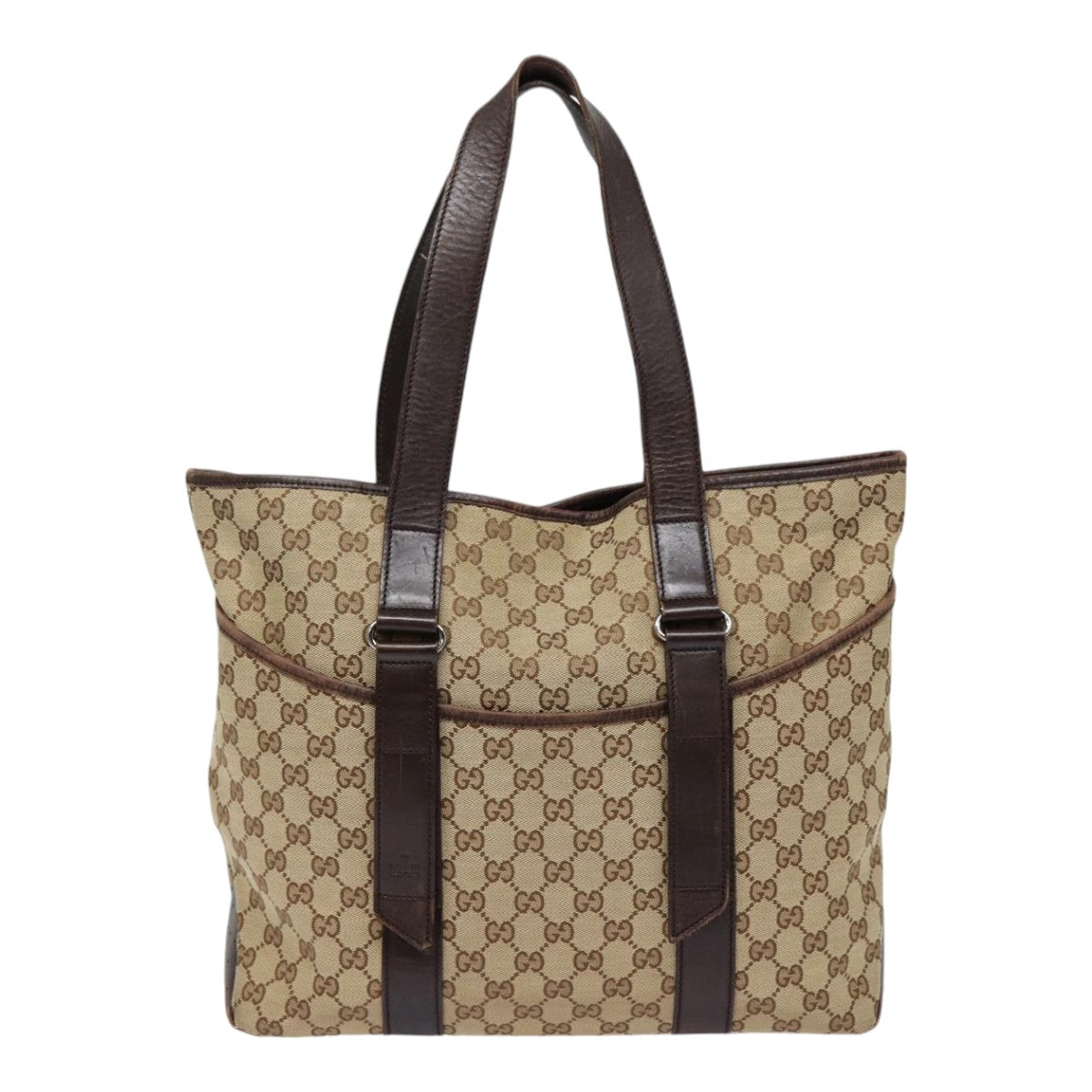 GUCCI GG Canvas Tote Bag Beige Silver 145971  ac3208