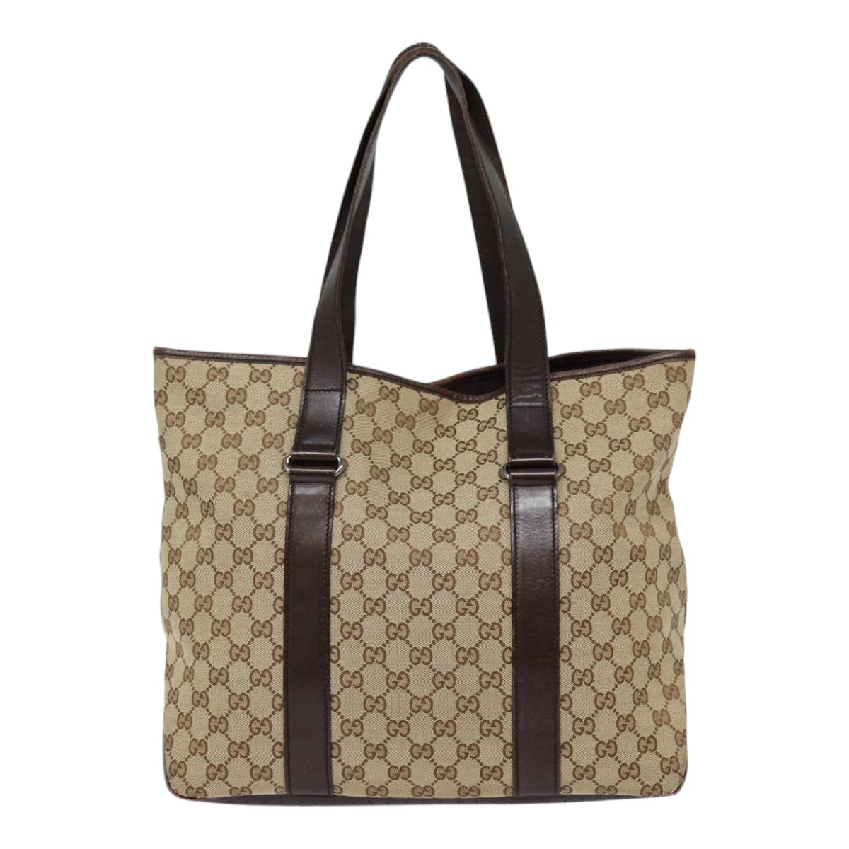 GUCCI GG Canvas Tote Bag Beige Silver 145971  ac3208