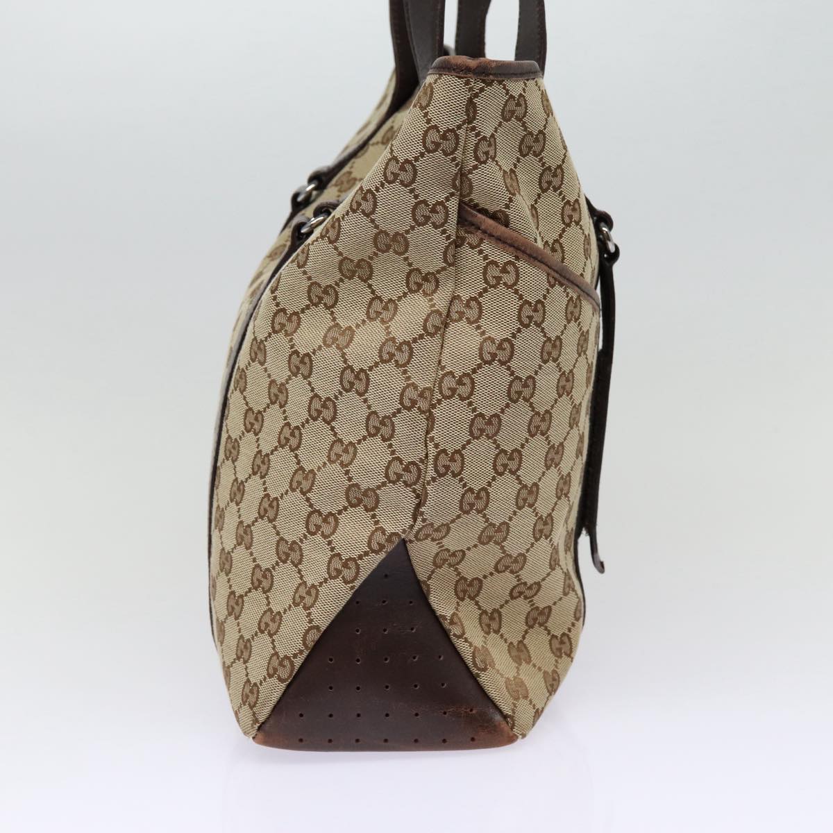 GUCCI GG Canvas Tote Bag Beige Silver 145971  ac3208