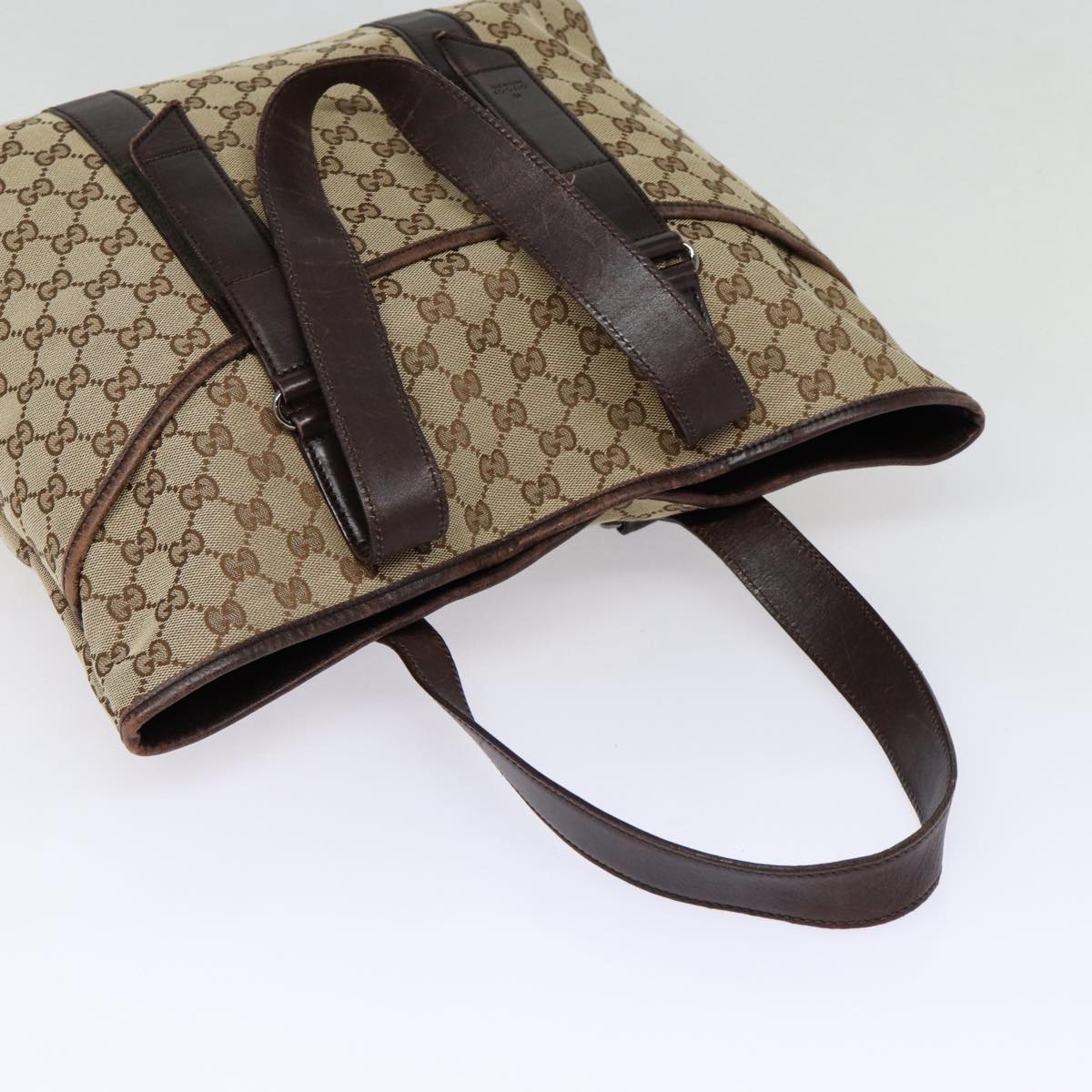 GUCCI GG Canvas Tote Bag Beige Silver 145971  ac3208