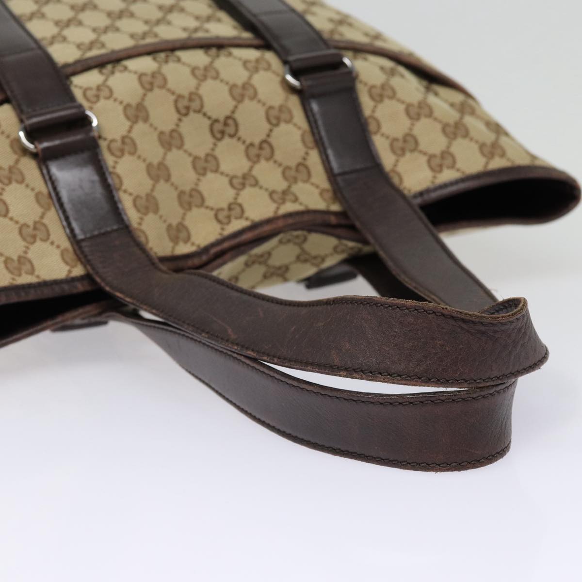 GUCCI GG Canvas Tote Bag Beige Silver 145971  ac3208