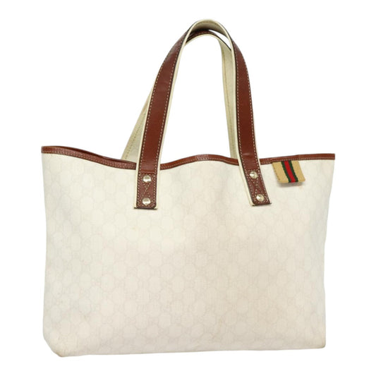 GUCCI GG Supreme Web Sherry Line Tote Bag PVC White Gold 211134  ac3214