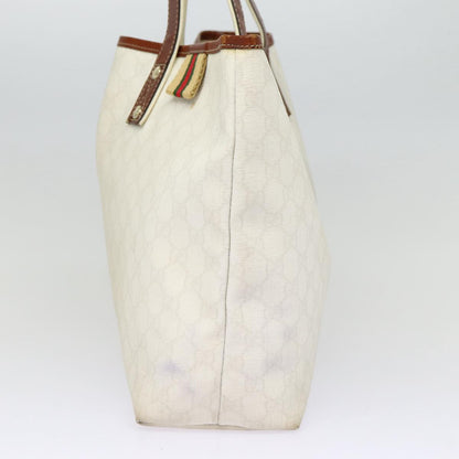 GUCCI GG Supreme Web Sherry Line Tote Bag PVC White Gold 211134  ac3214