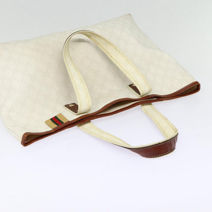 GUCCI GG Supreme Web Sherry Line Tote Bag PVC White Gold 211134  ac3214