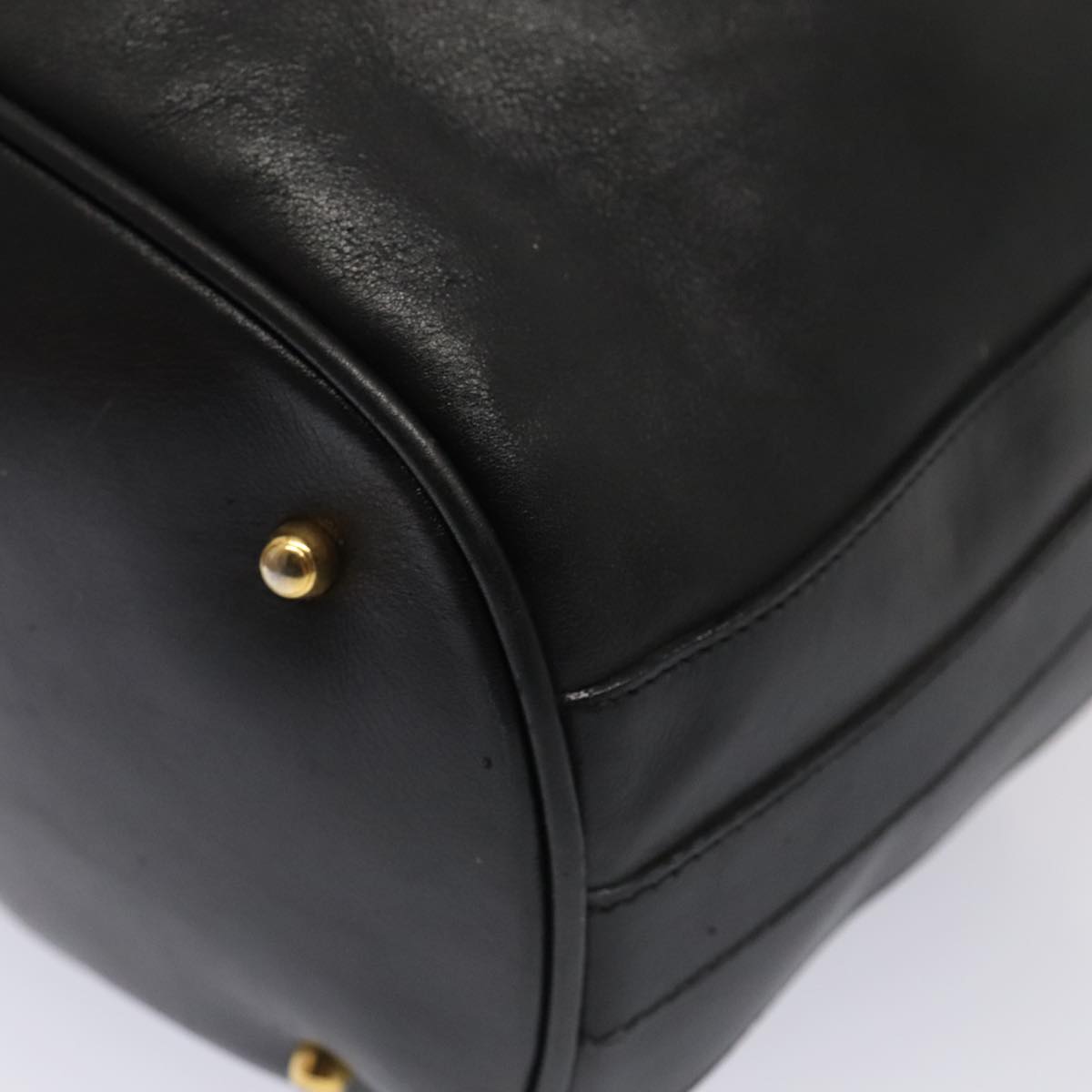 GUCCI Bamboo Hand Bag Leather 2way Black Gold 001 2865 1657  ac3240